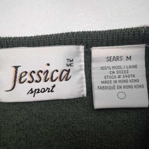 Jessica Sport Ladies Size Medium Vintage Made in Hong Kong Green Wool Vest - Picture 3 of 7
